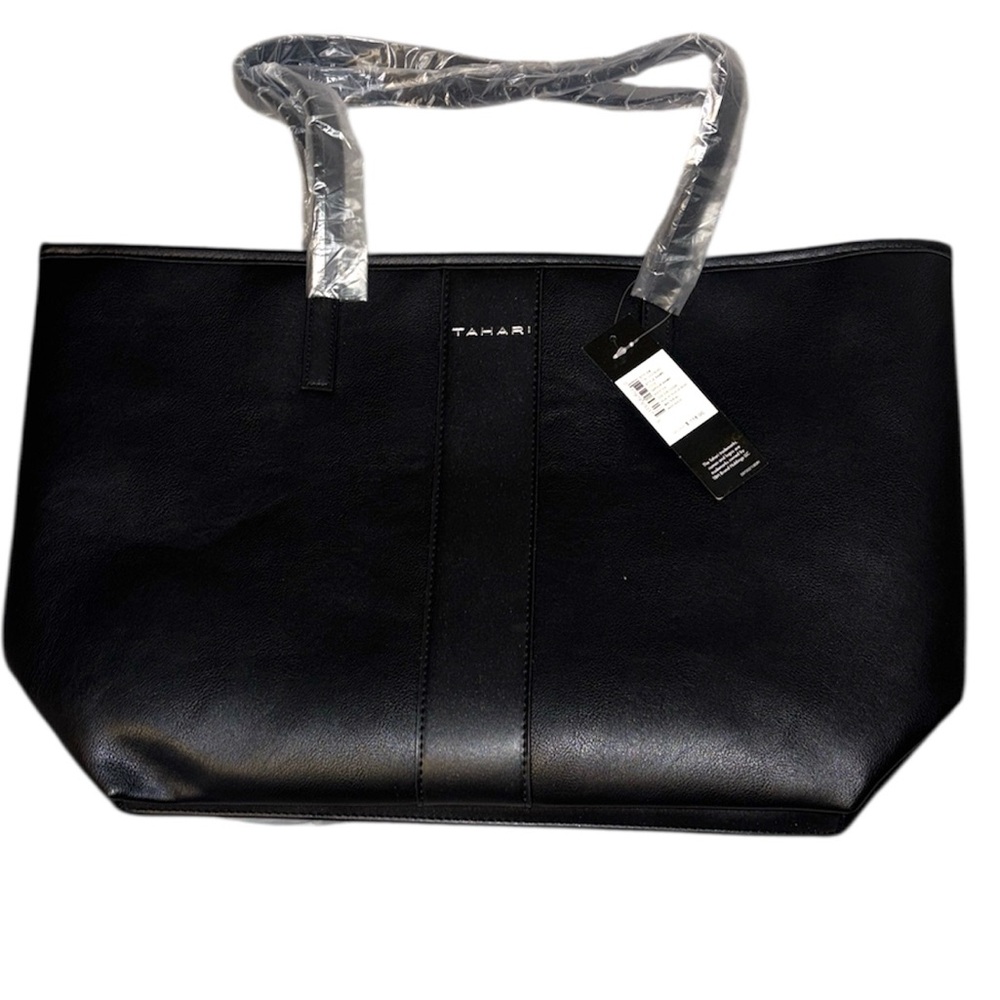 TAHARI Black Tote Bag with multi pockets NWT